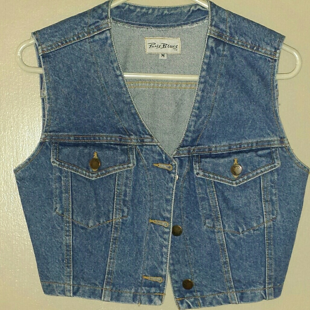 VINTAGE 90's Paris Blues Cropped Denim Vest